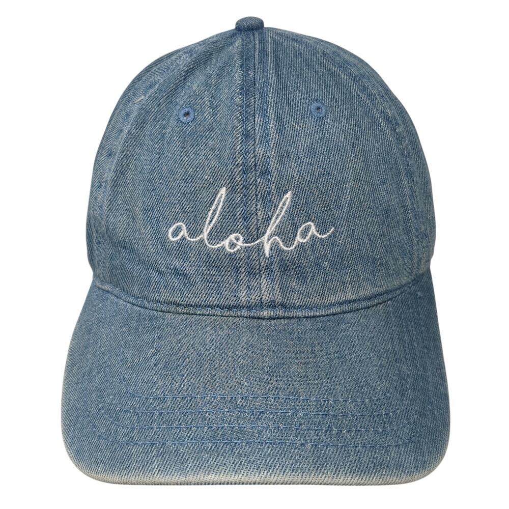 Aloha Slideback Hat Blue One Size Adjustable Embroidered Denim Otto